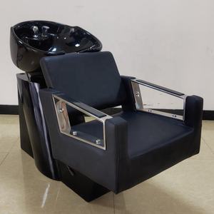 Station de lavage de cheveux de salon de haute qualité, fauteuil de lavage de cheveux en cuir PU avec cuvette en céramique - Product Image 6