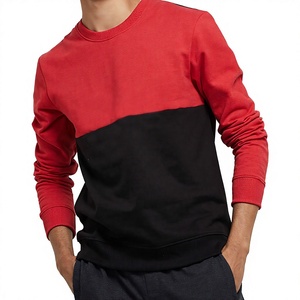 Men's Color Blocking <b>Crew</b> <b>Neck</b> Pullover <b>Sweatshirt</b> Regular Fit Knitted Casual Autumn Wear Red <b>Black</b> Long Sleeve - Product Image 6