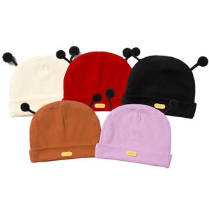 Topi bayi katun murni baru lahir, topi bayi Pull-On lucu dan lembut untuk balita musim gugur dan musim dingin, topi hangat dan tahan angin - Product Image 5