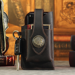 Men's Genuine Leather Waist <b>Bag</b> <b>Large</b> Capacity Tactical <b>Storage</b> <b>Bag</b> With Belt Loop For Everyday Use - Product Image 1