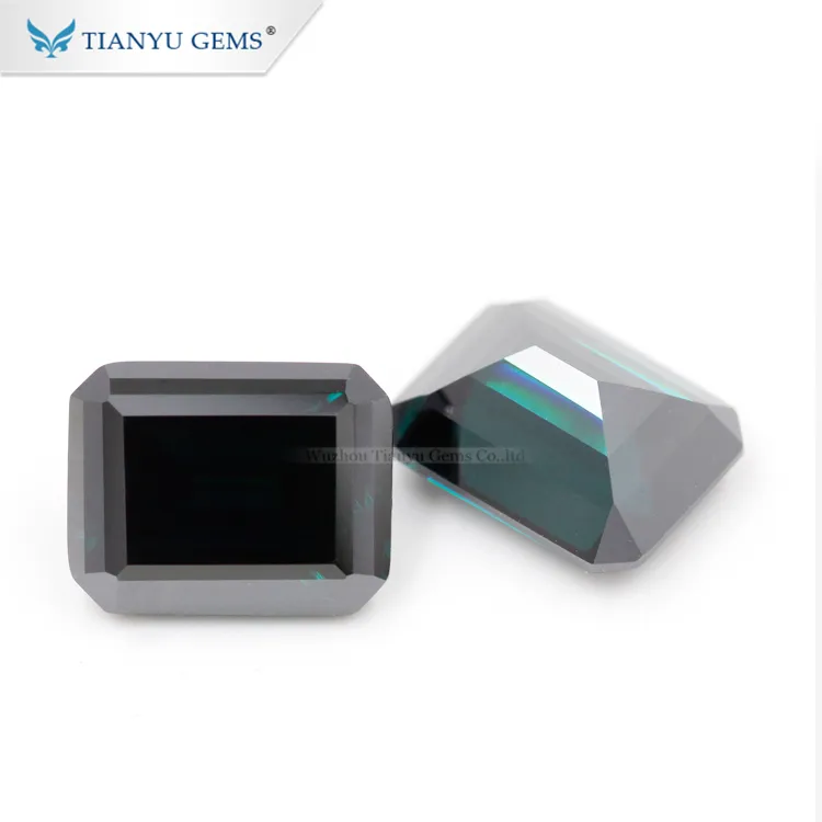 Tianyu gems Emerald cut moissanite stone dark green color loose moissanite diamonds