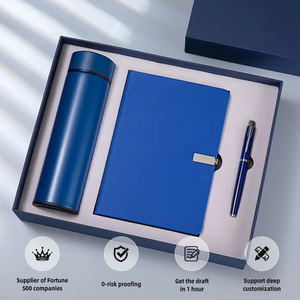 Luxury FUXI Brand <b>Office</b> <b>Gift</b> Set Custom Blue Metal Water Bottle PU Notebook Metal Pen Personalization Business Promotion - Product Image 1