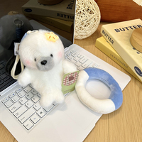Boneka Miniatur Hewan Berbulu Pendek Lembut Tema Angkatan Laut dengan Tali Gantung untuk Gantungan Ransel dan Mainan Penenang Bayi Grosir
