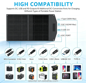 Panneau solaire pliable 100W 18V avec 10 connecteurs, étanche IP68, efficacité 23%, pour station d'alimentation portable, camping - Product Image 5