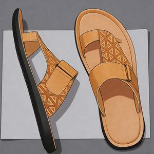 Sandales d'été pour hommes, modèle 2025, légères, en cuir véritable, boucle, design tendance, tongs de sport, prix bas, grande taille <span class=keywords><strong>48</strong></span> - Product Image 2