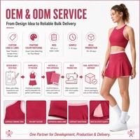 Ensemble de tennis personnalisé : Soutien-gorge de sport côtelé dos nageur avec bordure contrastante, bande élastique sous le buste, jupe intégrée à poches et fente latérale – Tenue de tennis