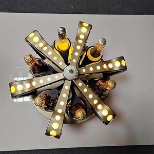 Étagère de présentation de bouteilles d'alcool de style couronne éclairée par LED, support de présentation de bouteilles de champagne/vin rechargeable avec 7 modes d'éclairage - Product Image 4