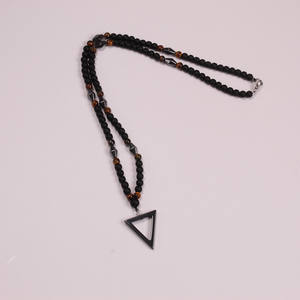 Collar con Colgante Triangular de Siete Pulsos Magnéticos, Ojo de Tigre, Ágata Negra Mate, Joyería de Moda Masculina para Uso Diario - Product Image 3