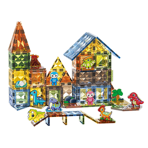 Juego de Bloques de Construcción Magnéticos con Luz, 124 Piezas, Divertidos Animales del Reino Animal, Rompecabezas de Dinosaurios, Bloques Magnéticos para Niños, Tendencia 2024 - Product Image 1