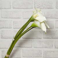 Lot de 6 fleurs artificielles Calla Lily en PU, toucher réel, longues tiges, pour mariage, décoration de la maison