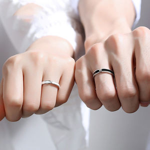 Couple Rings Stainless Steel Cross Shape Open Design Unisex Jewelry Gift - Product Image 1