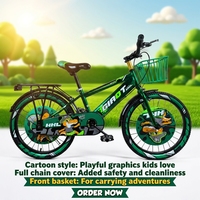 Vélo pour enfants, vélo enfant à une vitesse avec panier avant et porte-bagages arrière, système de freinage double, motif dinosaure cool
