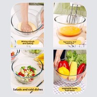 Bol à salade rond en verre pour la cuisine à domicile, résistant à la chaleur, compatible micro-ondes, prêt pour les fêtes, design moderne, différentes tailles