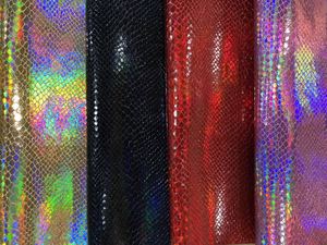 Accesorios de tela holográfica de Bajo MOQ, piel de serpiente multicolor impresa, cuero de PU para bolso, cinturón, decoraciones, cuero sintético - Product Image 4