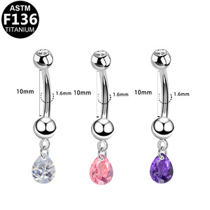 Anneau de nombril en titane avec pendentif croix, alliage de titane G23 de qualité médicale, bijoux de piercing, cadeau unisexe - Product Image 4