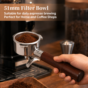 Porte-filtre à expresso classique italien 51 mm à trois griffes, poignée en bois de rose, pièce de rechange OEM pour machine à café automatique, panier de 16 g - Product Image 1