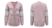 Último DISEÑO DE Navidad de las mujeres Uggly Snowflake Cardigan suéter de punto de un solo pecho abrigos de punto de bolsillo para las mujeres