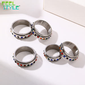 Anillo Giratorio de Acero Inoxidable, Anillo Antiestrés, Banda Giratoria con Acabado Vintage Antiguo, Joyería para Hombres y Mujeres - Product Image 5