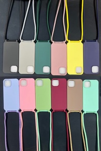 Étui bandoulière en silicone liquide TPU couleur unie pour <span class=keywords><strong>iPhone</strong></span> 11 12 13 <span class=keywords><strong>14</strong></span> 15 16 Pro 17 Max, avec <span class=keywords><strong>cordon</strong></span> pour téléphone portable, pour femmes - Product Image 6