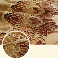 Panneaux de rideaux en voile floral vintage européens de luxe, écologiques, broderie soluble dans l'eau, rideaux transparents en polyester/lin