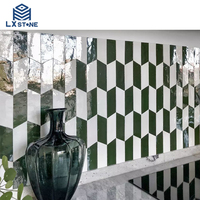 Dosseret de cuisine moderne marbre vert indien poli beige aiguisé carrelage mural mosaïque de pierre fournisseur de confiance conception graphique