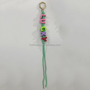 Handmade Beaded Resin Letter LOVE Keychain Acrylic <strong>with</strong> Braided String Trend Women's Bag Pendant LUCK Letter Keychain