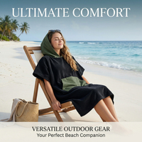 Microfiber Suede Quick-Dry Hooded Surf Poncho for Adults Summer Customizable Plain Style Beach Towel