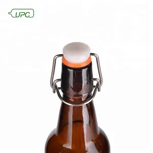 Garrafa de vidro giratória para bebidas, vinho, água, garrafa de vidro com tampa hermética, tampa giratória de 500ml para cerveja