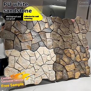 Panneau décoratif de pierre de tortue de culture de mur de fond de grès blanc de PU moderne pour l'usage extérieur de maison d'hôtel - Product Image 2