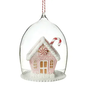 Custom Shape Gingerbread House Cloche Ornament Blown Glass Christmas Ornaments