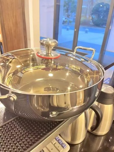 Olla <span class=keywords><strong>de</strong></span> Acero Inoxidable para Hot Pot, Olla <span class=keywords><strong>de</strong></span> Sopa <span class=keywords><strong>de</strong></span> Triple Fondo Extra Grueso, <span class=keywords><strong>Vaporera</strong></span> <span class=keywords><strong>con</strong></span> <span class=keywords><strong>Tapa</strong></span> <span class=keywords><strong>de</strong></span> <span class=keywords><strong>Vidrio</strong></span>, Grande - Product Image 3