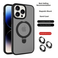 Coque de téléphone PC effet mat avec support pivotant et fixation magnétique compatible avec le protecteur d'objectif 16 Plus, coque rigide pour 18 Pro