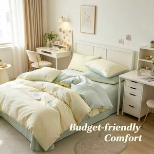 Juego de Ropa de Cama de Poliéster, Simple, Suave, Personalizable, Nórdico, Funda de Edredón, Sábana, Juego de 3 o 4 Piezas para Dormitorio de Estudiantes - Product Image 3