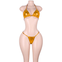 Tenues de danse exotiques personnalisées OEM avec chaîne de diamants, ensembles de lingerie deux pièces, hauts de bikini, culottes string, tenues de club