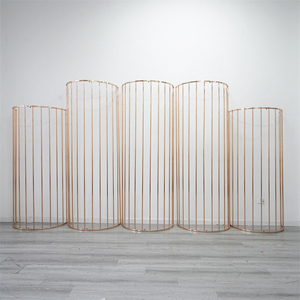 Wedding Arch Stage Decoration Metal Frame Set Party Background Gold Flower Display Curved <b>Backdrop</b> <b>Stand</b> for Wedding Events - Product Image 1