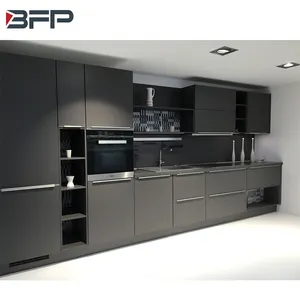 BFP Profesional Buen Precio Completo Color Negro Acrílico Diseño de Cocina Armarios Modernos para Muebles de Cocina Gabinete de Cocina