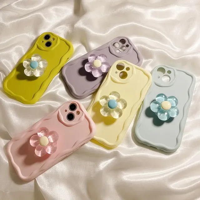 3D Bow Flower Holder Phone Case for Xiaomi Redmi Note 12 Pro Note11s 11pro Note10 10A 9 9t 9C 12C A1 A2 Soft Jelly Stand Cover