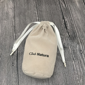 Light Grey Custom Drawstring Velvet Gift Bag - Product Image 3