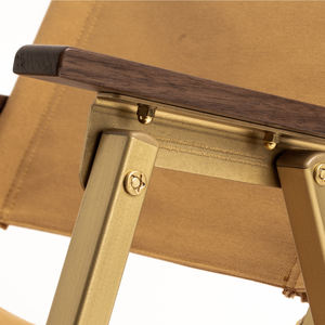 Chaise pliante de camping de <span class=keywords><strong>jardin</strong></span> JIFENG Outdoors, cadre en cuivre moderne, accoudoirs en noyer noir d'Amérique du Nord, <span class=keywords><strong>toile</strong></span> kaki résistante - Product Image 3