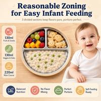 Assiette pour bébé en acier inoxydable 304 à trois compartiments avec logo personnalisé, assiette en silicone pour enfants