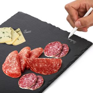 Planches à fromage en <span class=keywords><strong>ardoise</strong></span> Assiettes en pierre noire Napperons Plateau de service gastronomique pour gâteau à la viande Apéritif aux fruits Sushi Assiettes à dîner - Product Image 3