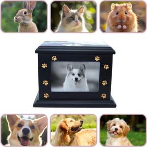 El yapımı masif çam ağacından evcil hayvan urnu, fotoğraf çerçevesi tarzı, köpek/kedi külleri için anma, cenaze, yakma hatırası, Çin malı. - Product Image 4