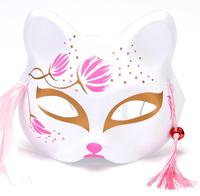 Masques de visage de renard et de chat d'Halloween, cosplay d'anime, bal masqué, accessoires de déguisement, style kimono en PVC