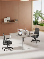 Bureau de travail ouvert double face en acier et MDF composite pour 2 personnes, avec cloison amovible, taille personnalisable, coins arrondis, design moderne