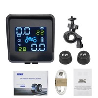 Hochwertiges USB-Solar-Lade-TPMS-System für Motorräder zur Überwachung von Reifendruck und -temperatur mit 2 externen Sensoren.