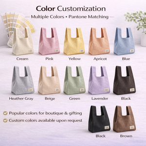 <span class=keywords><strong>Sac</strong></span> <span class=keywords><strong>à</strong></span> <span class=keywords><strong>main</strong></span> tricoté personnalisé avec logo, faible MOQ, style japonais bicolore, mini <span class=keywords><strong>sac</strong></span> de poignet avec étiquette tissée pour boutique - Product Image 6