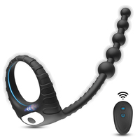 Penisring-Lieferant Vibrierend mit Analkugeln Fernbedienung Silikon Penisring Private Label Vibrator-Ringe für Männer