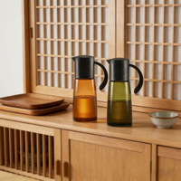 Distributeur d'huile d'olive en verre ambré LFGB, ouverture et fermeture par gravité, capacité de 300 ml, bouteille d'huile de cuisson avec bec verseur