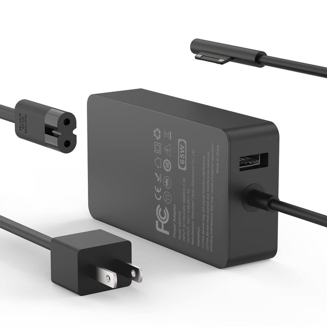 65W Electric Universal Laptop Charger for Microsoft Surface Pro 9/8/7+ Series Fast Charger with QC3.0 Foldable Design