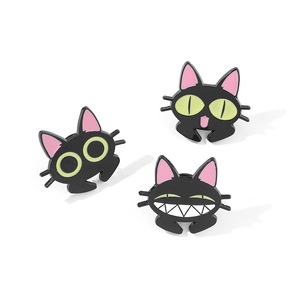 Gothic phim hoạt hình mèo Trâm ma quái mèo đen dễ thương Pin Halloween Hợp kim nhỏ giọt kim loại huy hiệu cho áo khoác túi UV in ấn đúc - Product Image 3